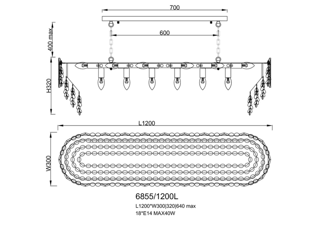 Подвесная люстра LEON Raisin LE6855/1200 GD