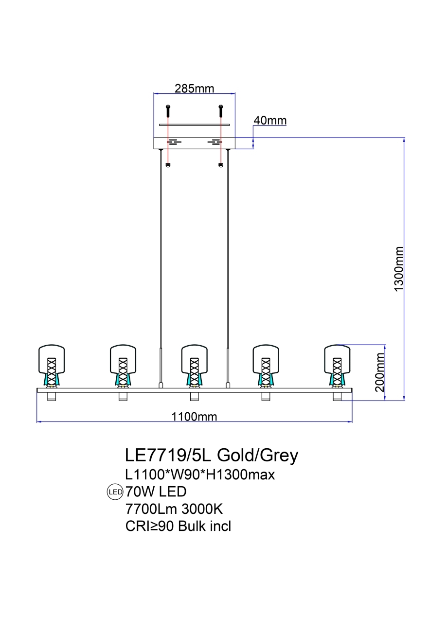 Светильник подвесной LEON Marie LE7719/5L Nickel