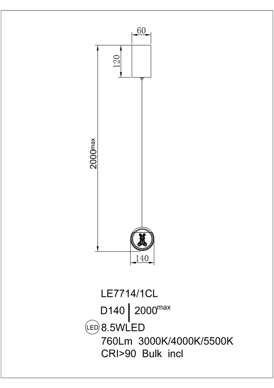 Светильник подвесной LEON Mickey LE7714/1CL Black Chrome
