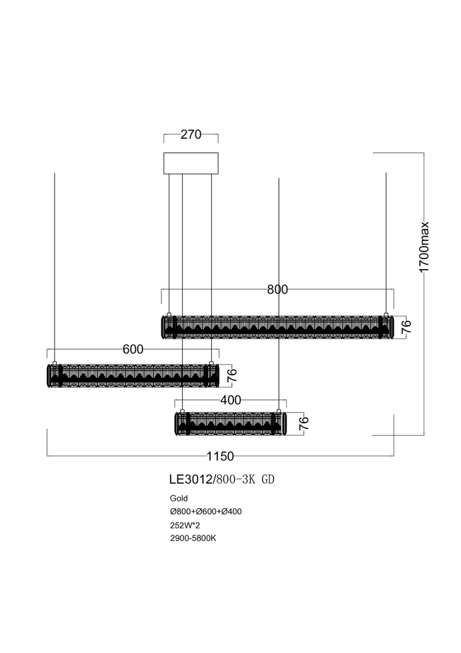 Подвесная люстра LEON Delaina LE3012/800-3F CH