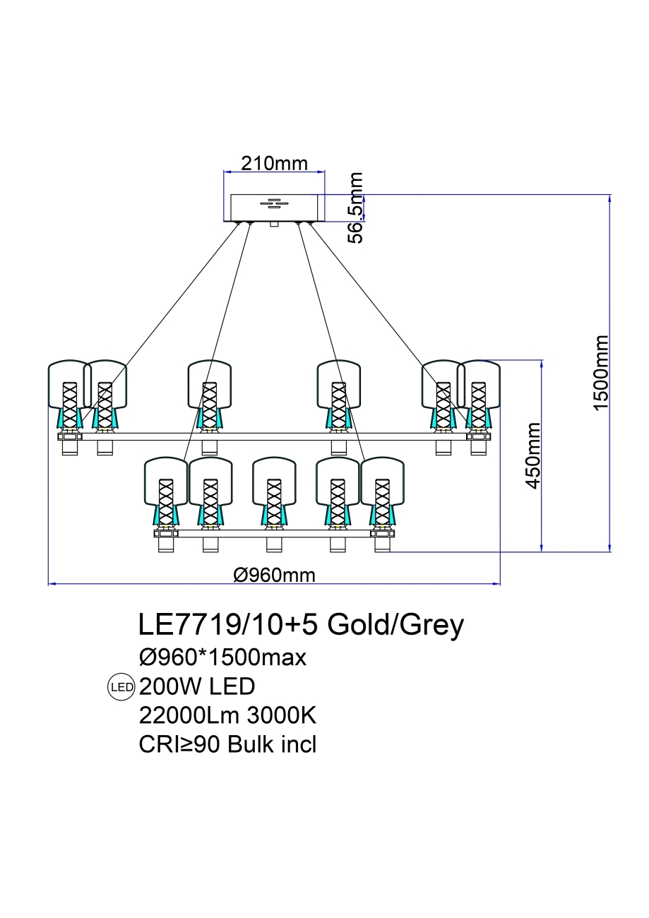 Подвесная люстра LEON Marie LE7719/10+5 Nickel