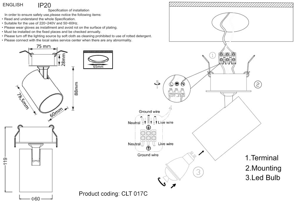 Встраиваемый светильник Crystal Lux Clt 017 CLT 017C BL-BZ