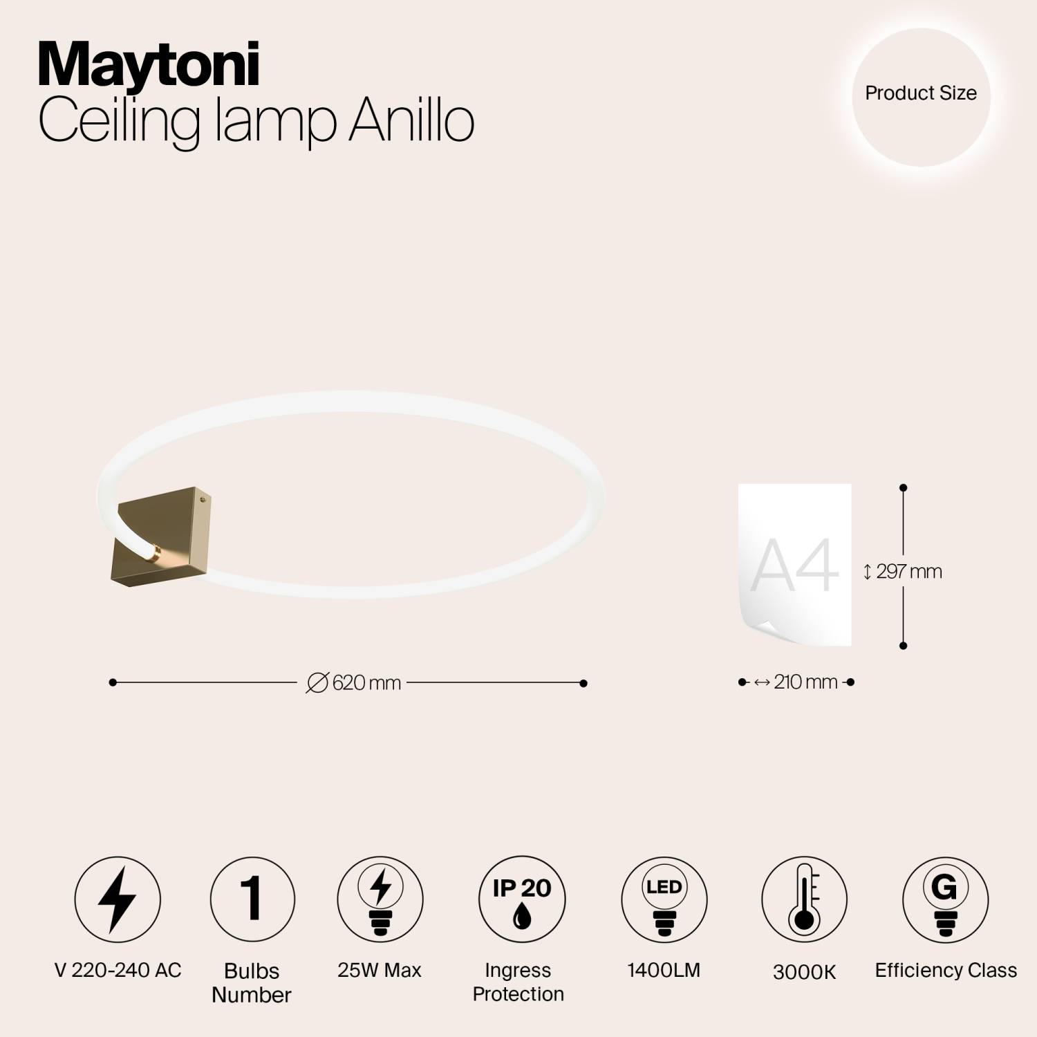 Светильник потолочный Maytoni Anillo MOD315CL-L25G3K