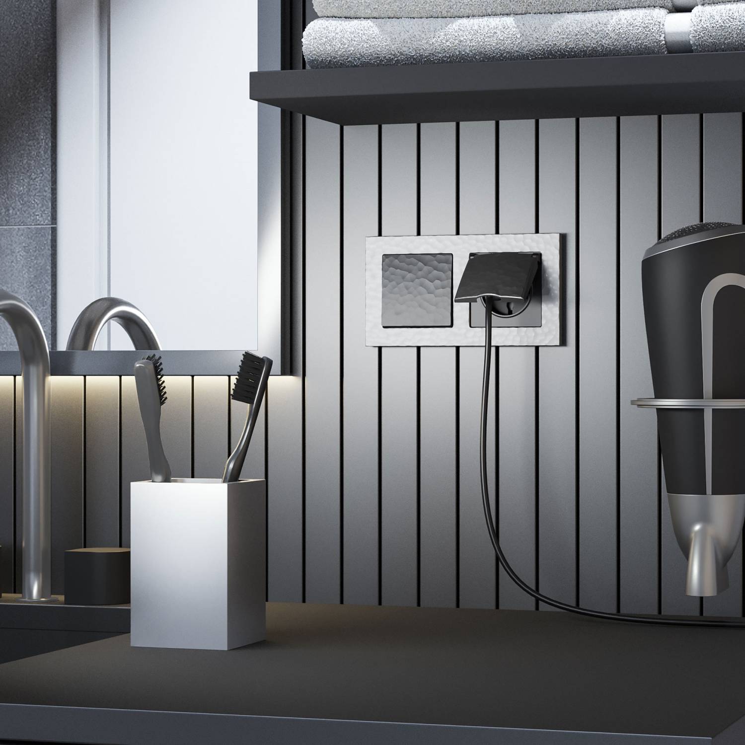 Выключатель Werkel W1212008/ Выключатель одноклавишный проходной (hammer черный)