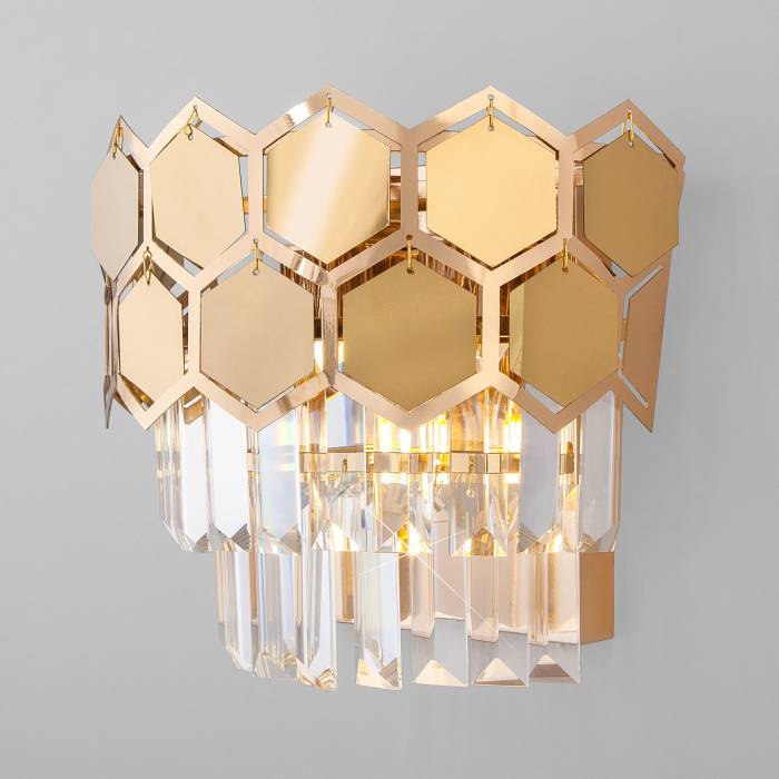 Настенное бра Eurosvet Ariana 10124/2 золото/прозрачный хрусталь Strotskis (10113/2)