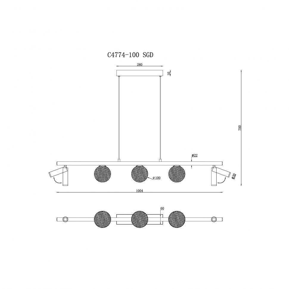 Светильник подвесной ILedex Telescope C4774-100 SGD