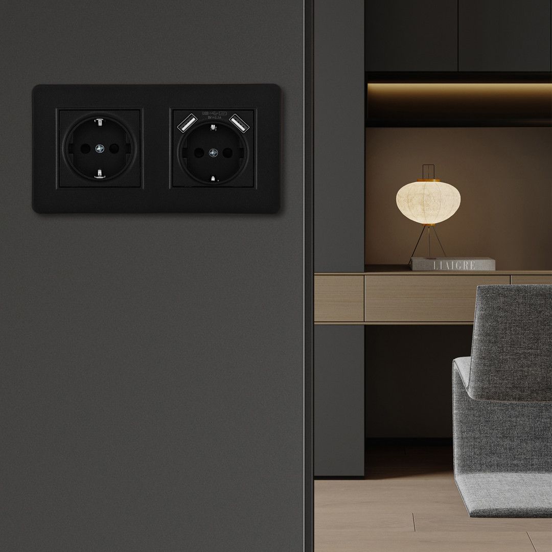 Розетка Arte Milano Set16-2 SET16-2-47-1-40-1 black