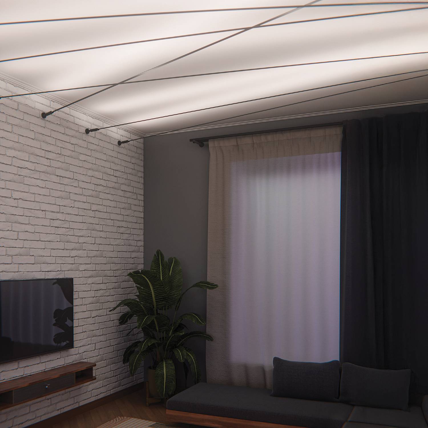 Тросовая система CORDA 5м и блок питания на 60W (max мощность ленты 11W/метр) Lightstar Corda 60CORDA5