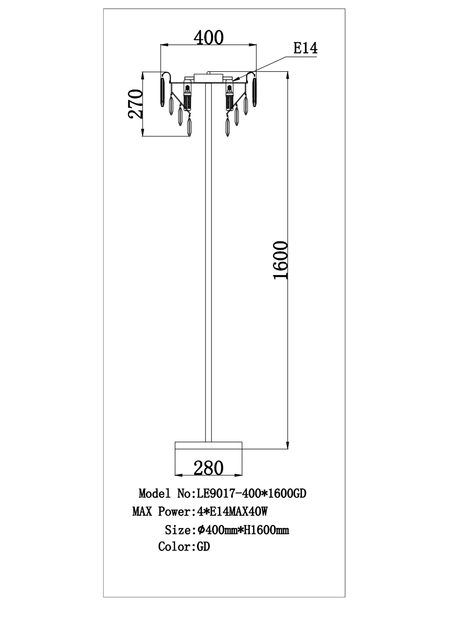 Торшер LEON Catherine LE9017/1F GD