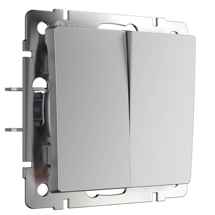 Выключатель Werkel W1122406/ Выключатель двухклавишный с самовозвратом (серебряный)