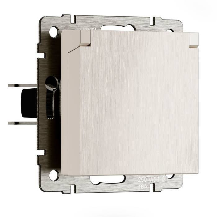 Розетка Werkel Встраиваемые механизмы перламутровый рифленый W1171213/ Розетка влагозащ. с зазем. с защит. крышкой и шторками N (перламутровый рифленый)