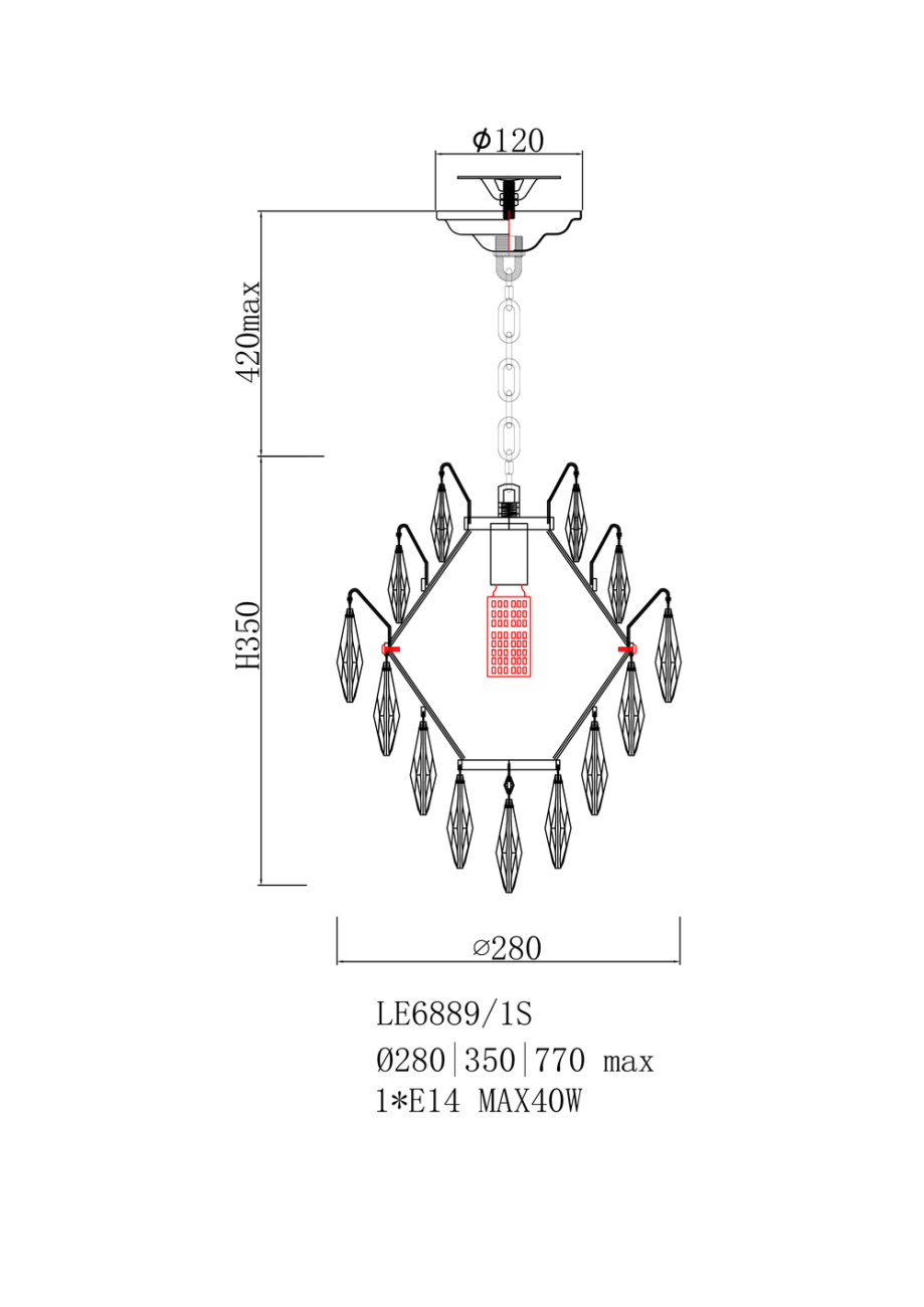 Светильник подвесной LEON Adriana LE6889/1S GD