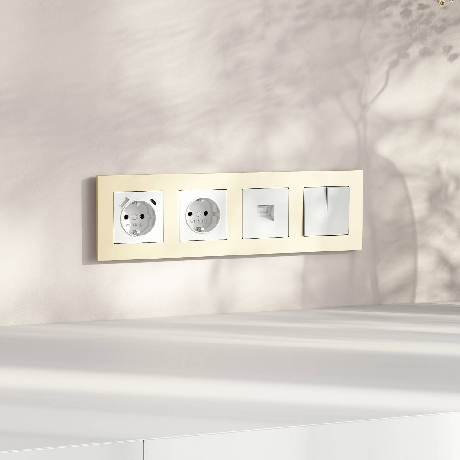 Рамка Werkel W0042911/ Рамка на 4 поста Slab (шампань софт)