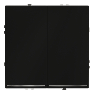 Проходной переключатель встраиваемый VOLTUM S70 двухклавишный с подсветкой 10А, (черный матовый) VLS020408