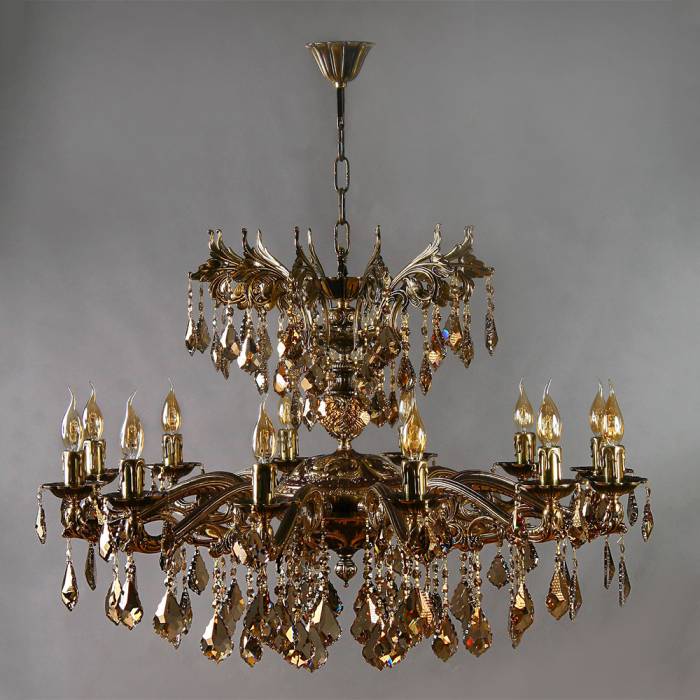 Подвесная хрустальная люстра Leon Ambiente 2128/12+12 PB Tear drop