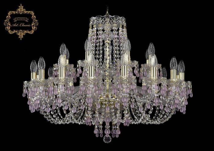 Подвесная хрустальная люстра 11.24 Art Classic 11.24.16+8.300.Gd.V7010