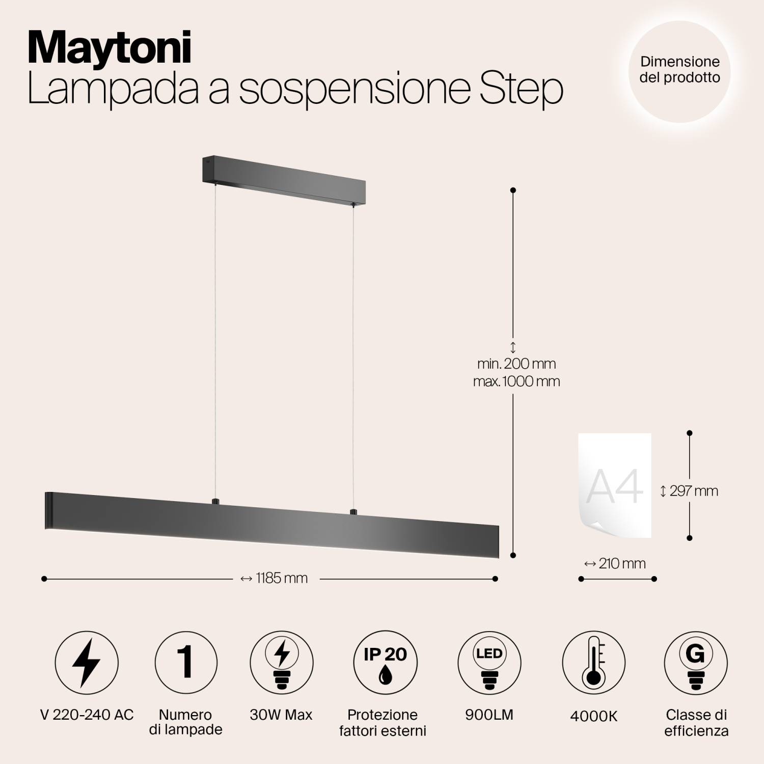 Светильник подвесной Maytoni Step P010PL-L30B4K