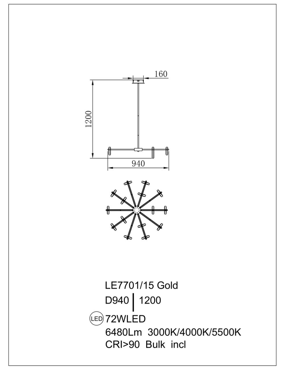 Люстра на штанге LEON Theona LE7701/15 Grey/Black Chrome