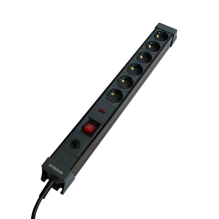 Сетевой фильтр 6-местный с/з 3x1мм2, 1,8 м, Stekker Techno 50159