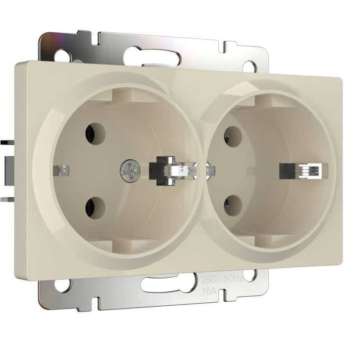 Розетка Werkel W1172003/ Розетка двойная с заземлением (слоновая кость)