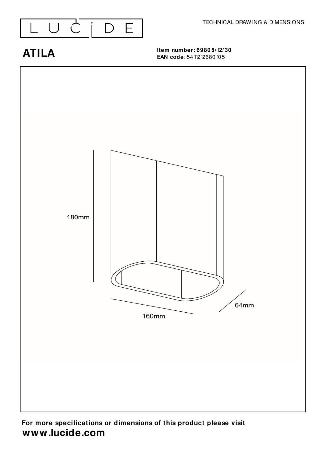 Настенный светильник Lucide Atila 69805/12/30