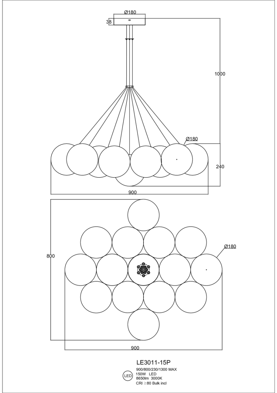 Подвесная люстра LEON Eve LE3011/15