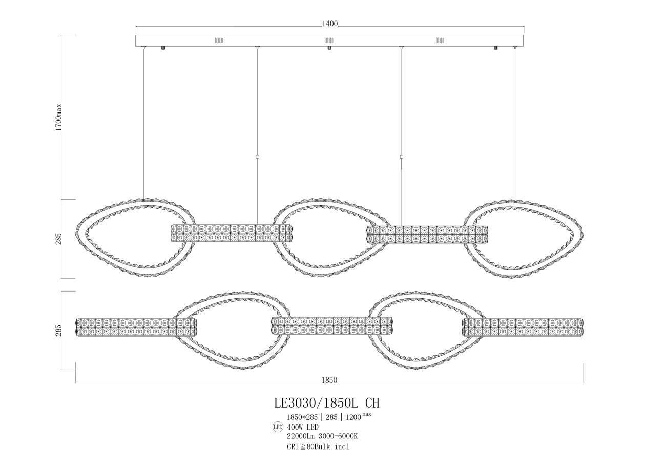 Светильник подвесной LEON Veronique LE3030/1850L CH