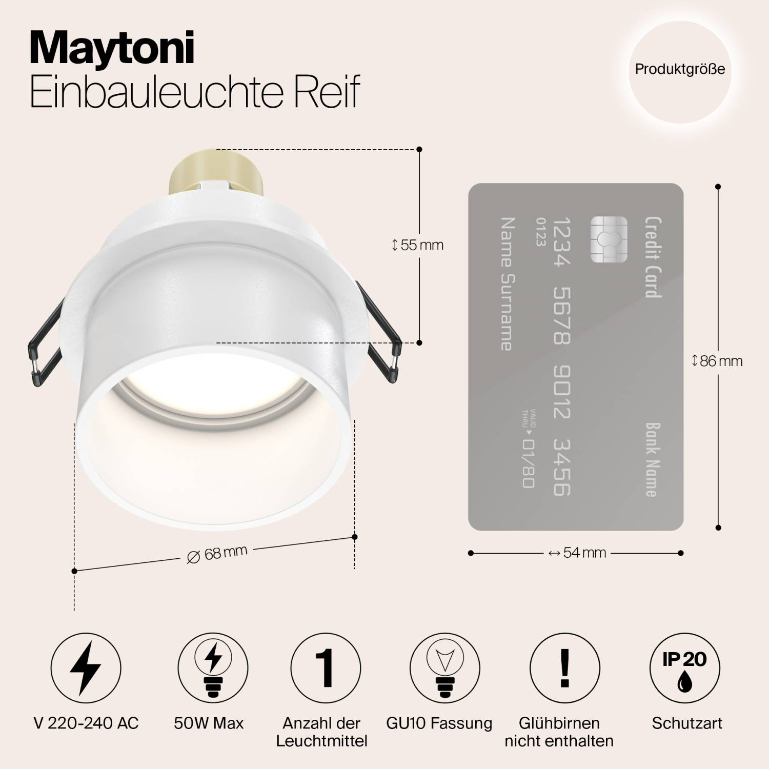 Встраиваемый светильник Maytoni Reif DL050-01W