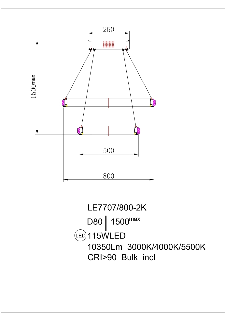 Подвесная люстра LEON Aida LE7707/800-2K Gold