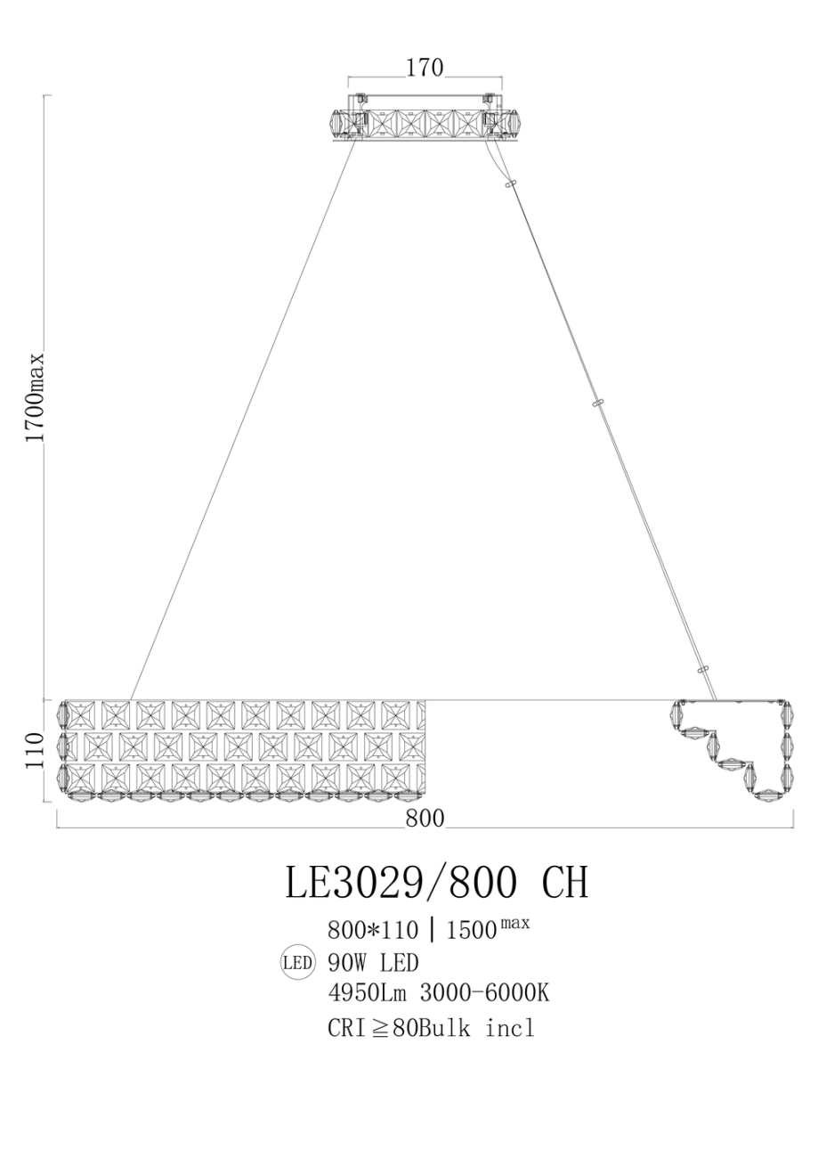 Подвесная люстра LEON Amelie LE3029/800 GD