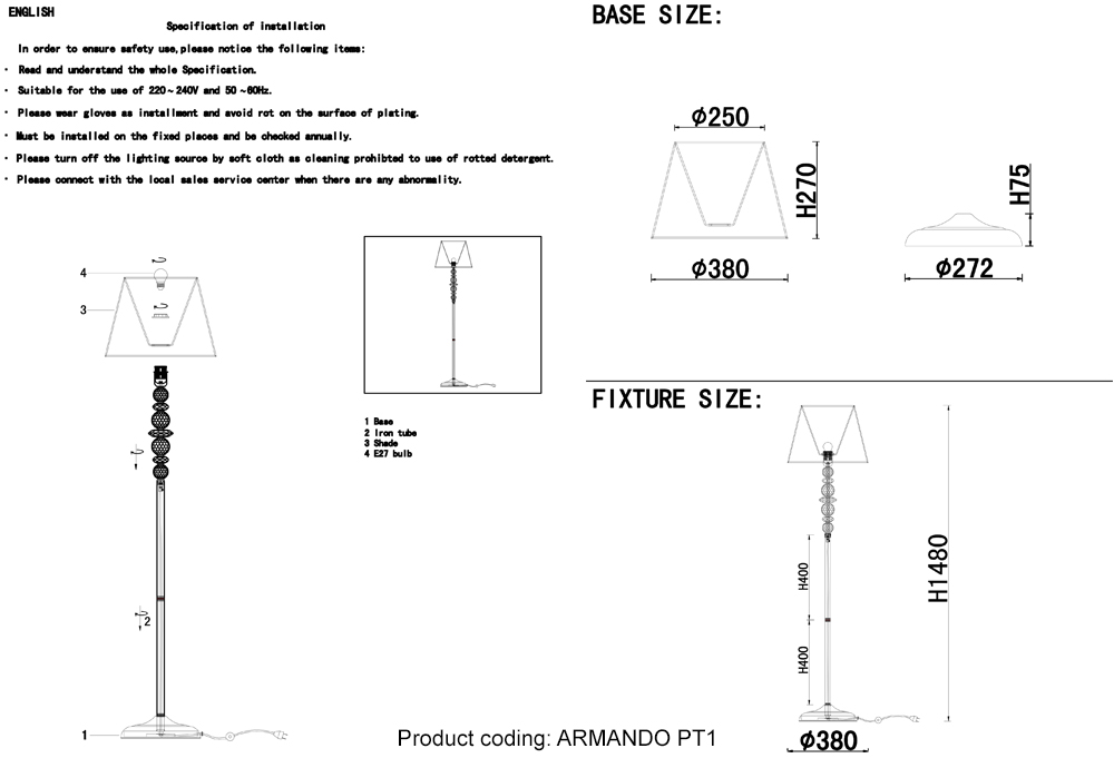 Торшер Crystal Lux Armando Gold ARMANDO PT1 GOLD