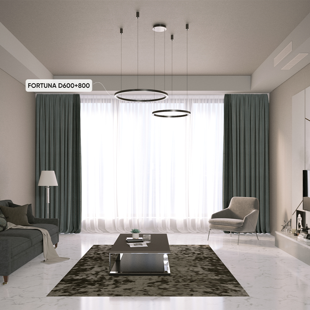 Подвесная люстра Crystal Lux FORTUNA FORTUNA SP123W LED D600+800 BLACK