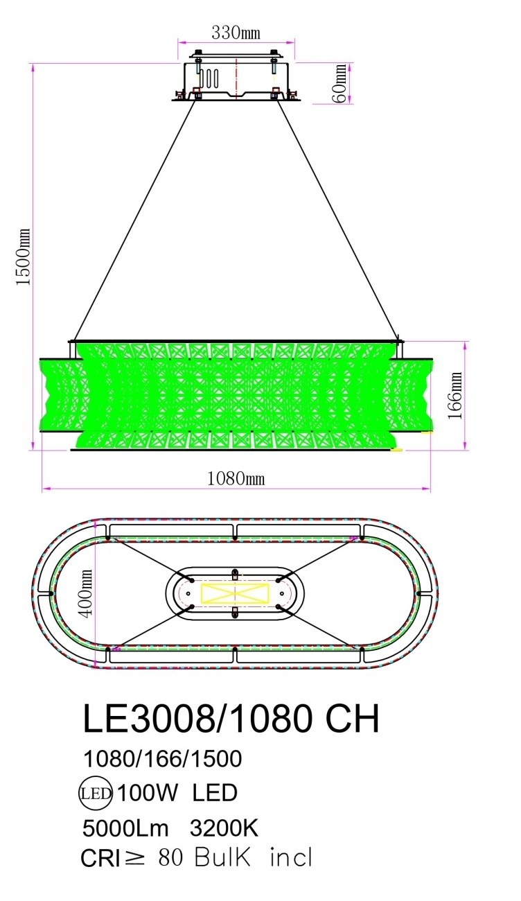 Подвесная люстра LEON Aurelie LE3008/1080L CH