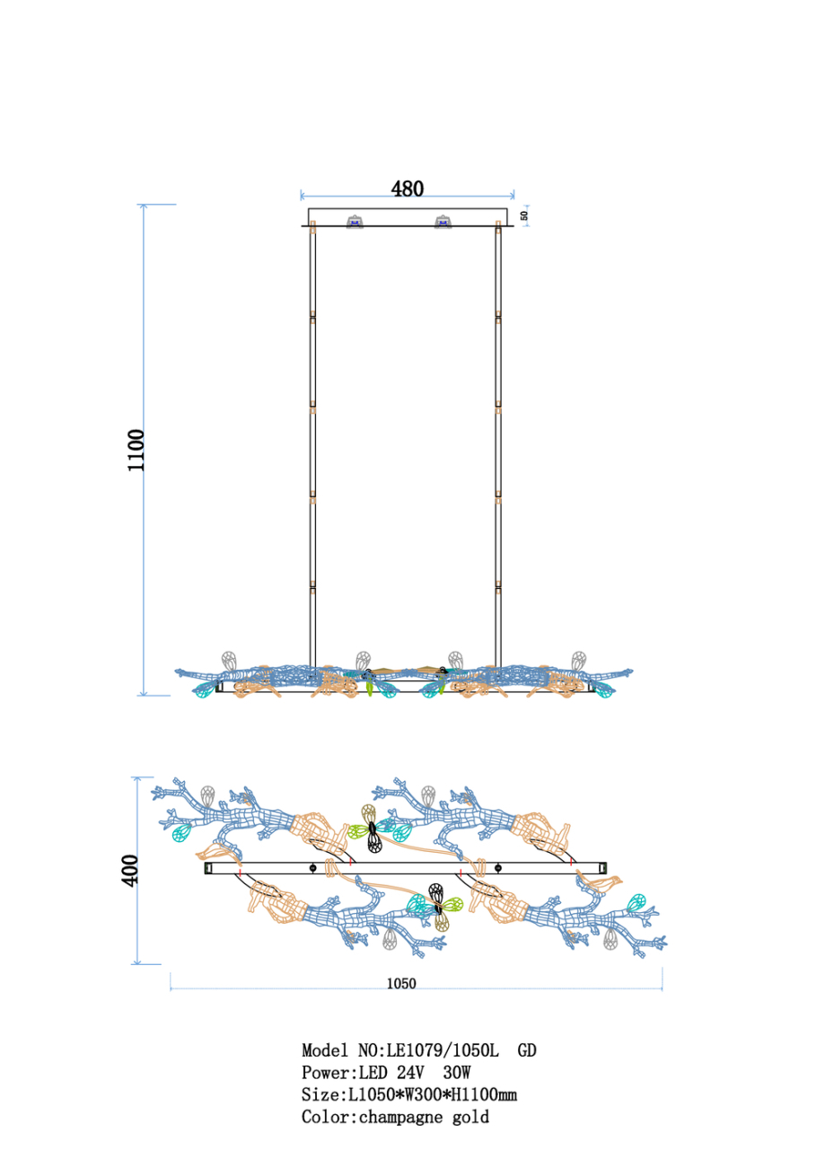 Люстра на штанге LEON Estelle LE1079/1050L GD
