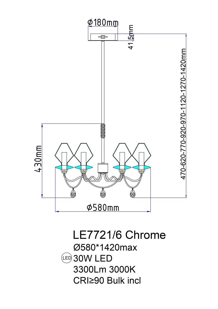 Люстра на штанге LEON Therese LE7721/6 Chrome