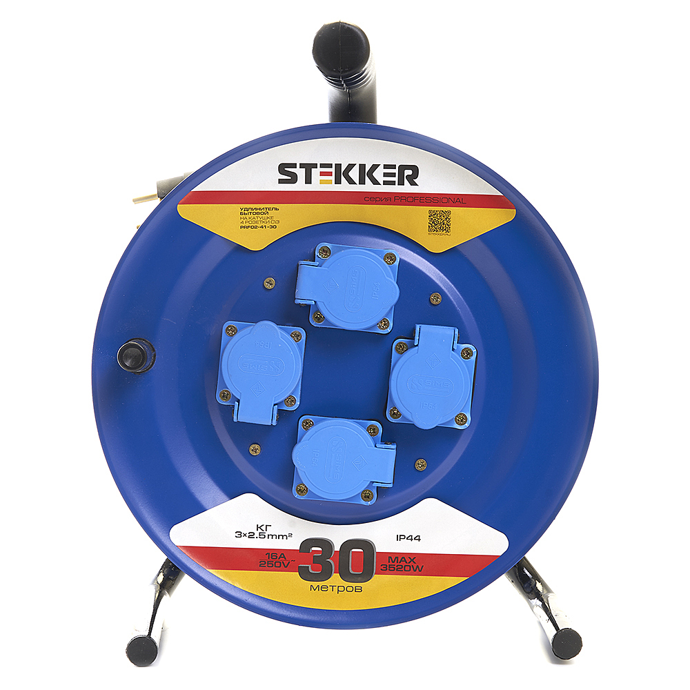 Удлинитель на металлической катушке с/з 4-местный Stekker Professional 39296 Удлинитель на металлической катушке с/з 4-местный Stekker Professional 39296