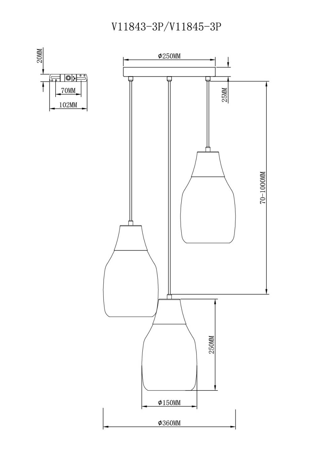 Светильник подвесной Moderli Adalina V11843-3P