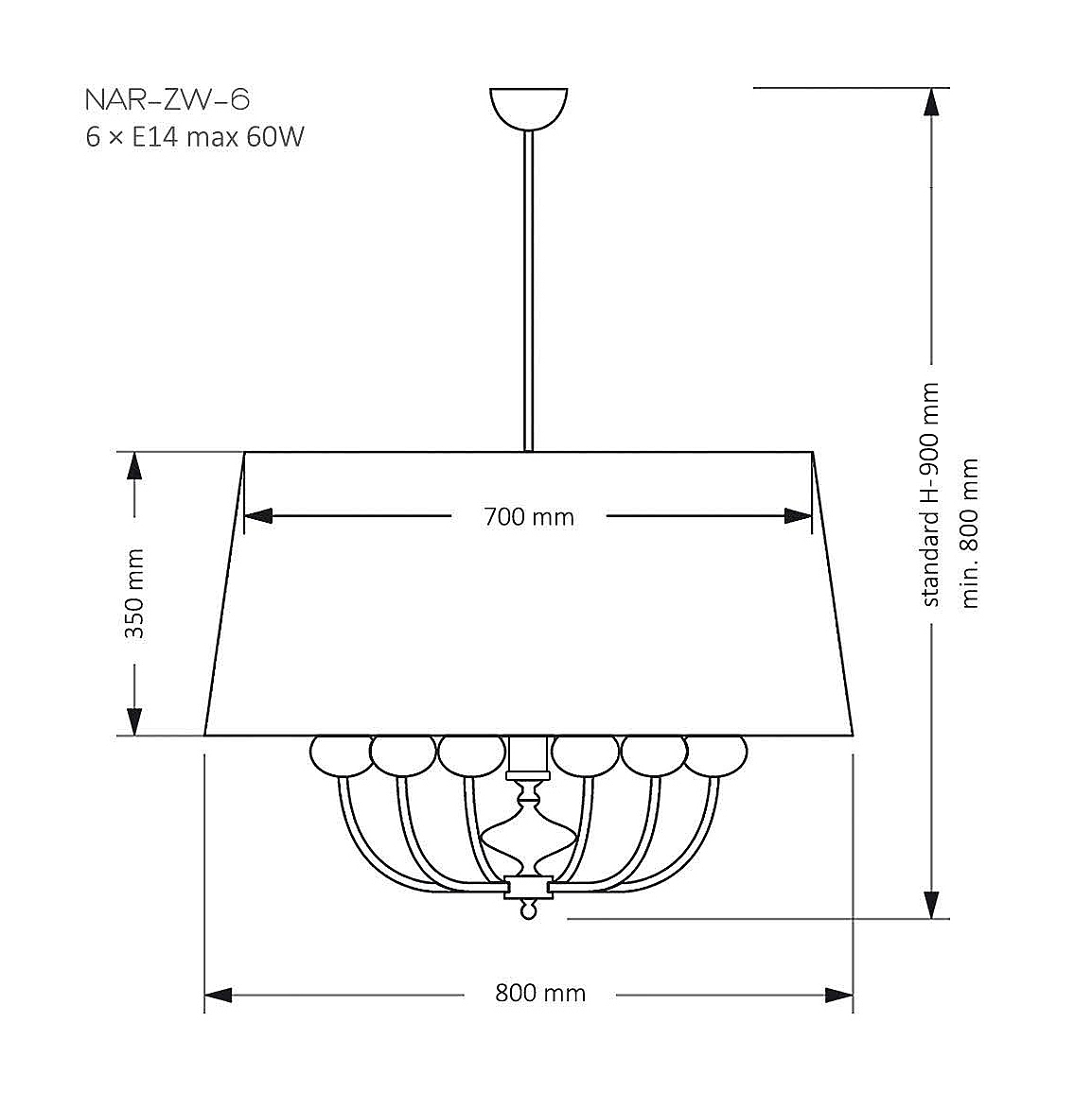Потолочная люстра Kutek Narni NAR-ZW-6(CC)