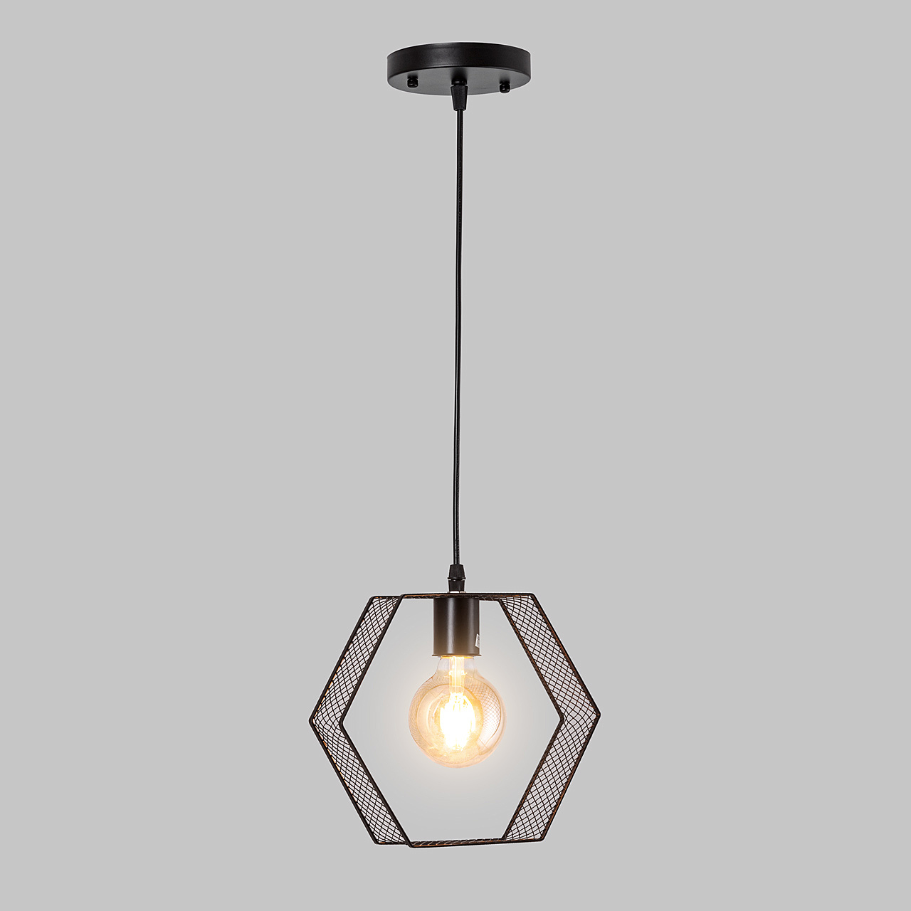 Люстра подвесная, 1*Е27, черный, форма шестигранник MD.5575-1-P-BK-VA