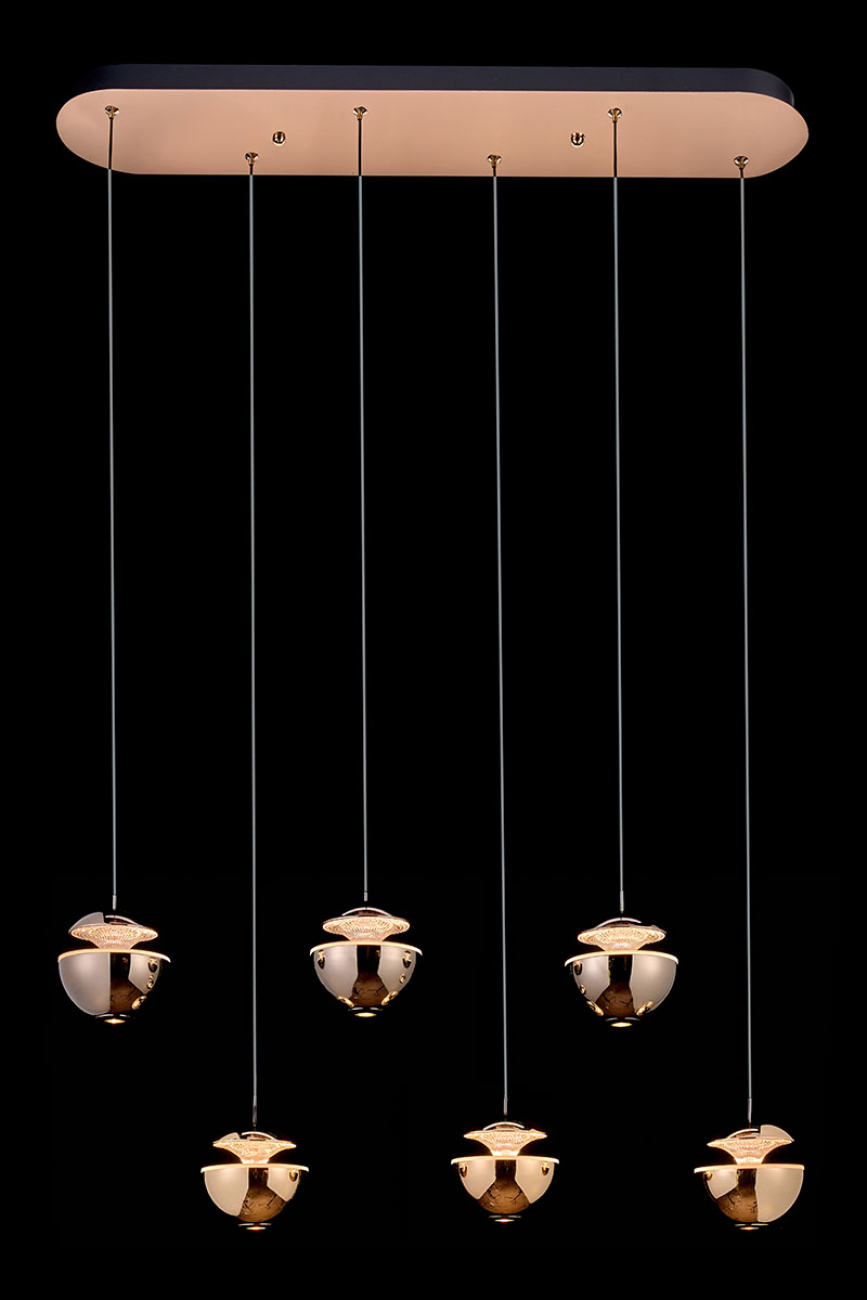 Светильник подвесной LEON Jelly LE7711/6L Gold/Black Chrome