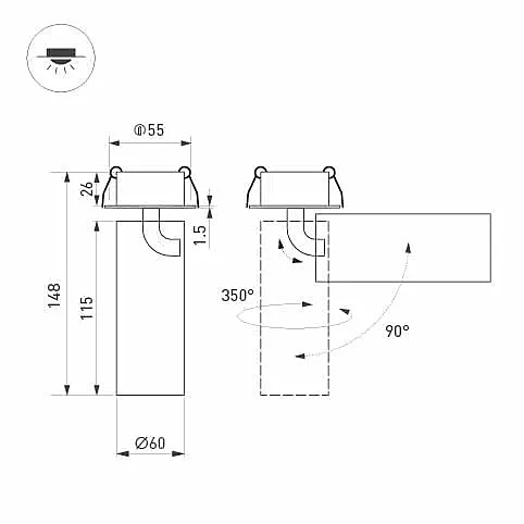 Встраиваемый светильник Arlight Gabi Built Flap 052359