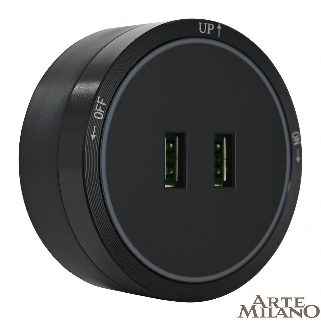 Трековая розетка Arte Milano Am-track-sockets 380066TS LED/USBx2 Black