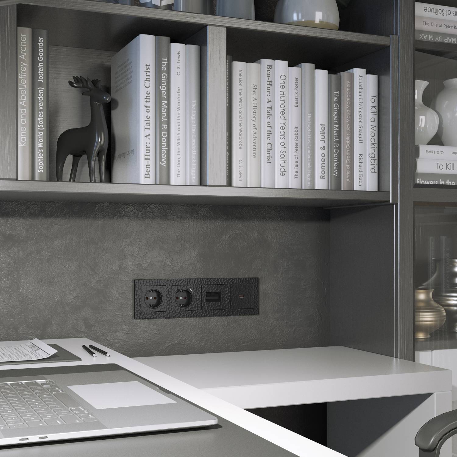 Накладка на механизм Werkel W1291108/ Накладка для двойной розетки Еthernet RJ-45 (hammer черный)