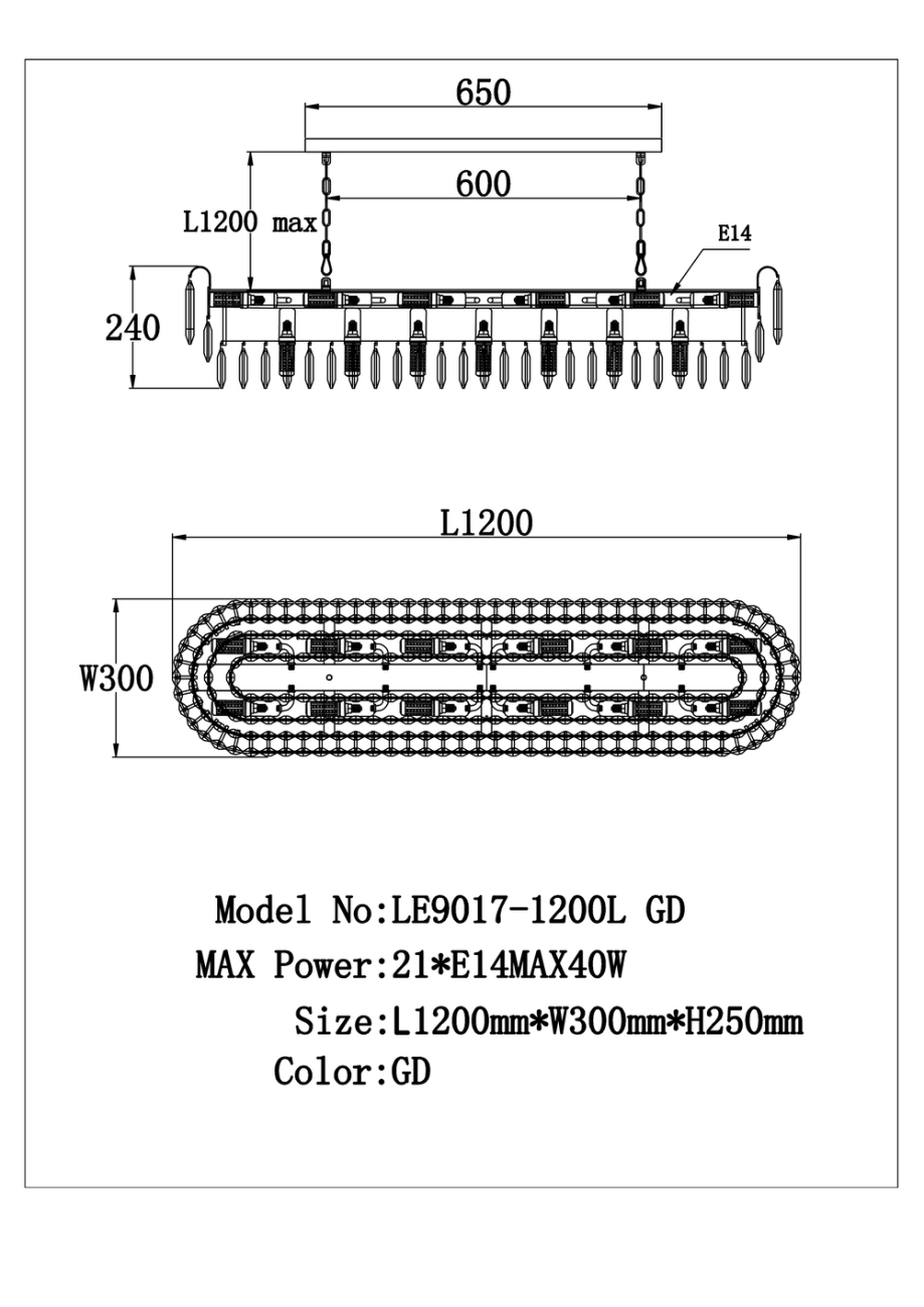Подвесная люстра LEON Catherine LE9017/1200L GD