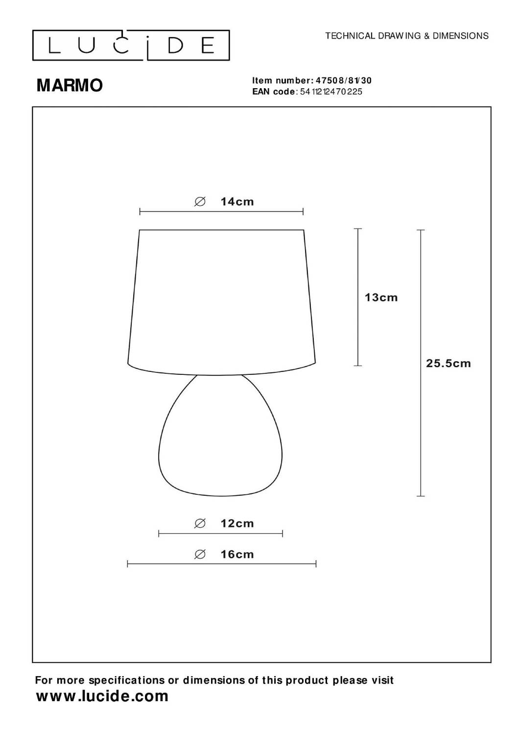 Настольная лампа Lucide Marmo 47508/81/30