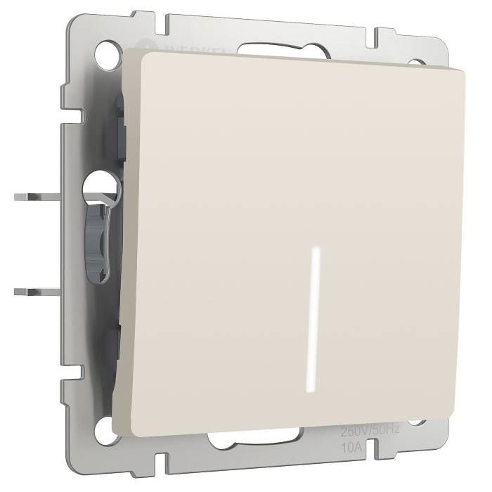 Выключатель Werkel W1112162/ Выключатель одноклавишный проходной с подсветкой (айвори матовый)