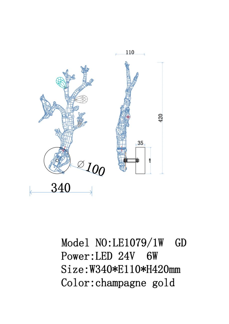 Настенный светильник LEON Estelle LE1079/1W GD