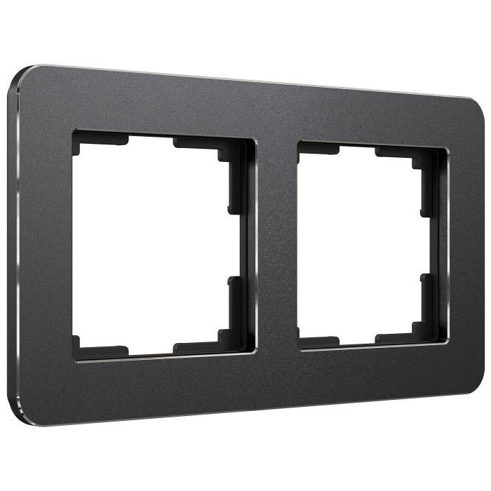 Рамка Werkel Platinum черный алюминий W0022608/ Рамка на 2 поста Platinum (черный алюминий)