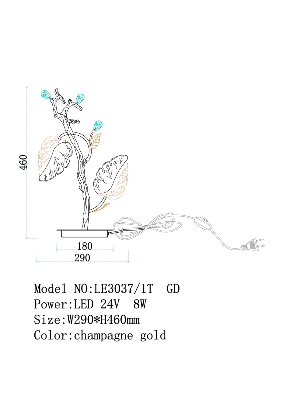 Настольная лампа LEON Olivia LE3037/1T GD