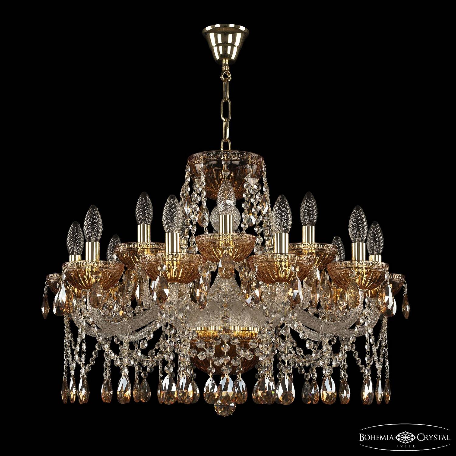 Подвесная люстра Bohemia 5413 5413/10+5/240 G Amber/M-1G K721